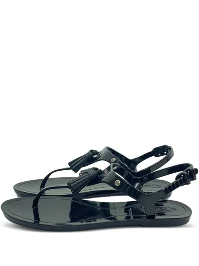 Tod's Tassel-embellished Flat Sandals In Black