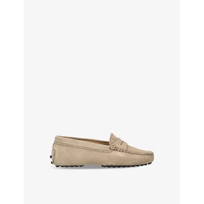 Tod's Kids' Gommino Penny-bar Suede Shoe In Taupe