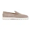 Tod's Grey Suede Leather Loafers In Beige