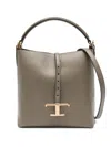 Tod's Taupe T Timeless Mini Bucket Bag In Gray
