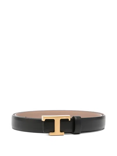 Tod's T-buckle Leather Belt In Black