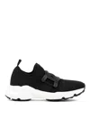 Tod's Leather-trimmed Stretch-knit Slip-on Sneakers In Black