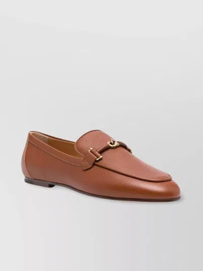 Tod's Textured Chain-link Loafers Metal Hardware In Brown