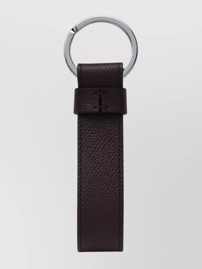 Tod's Textured Leather Keyring Logo In Brown