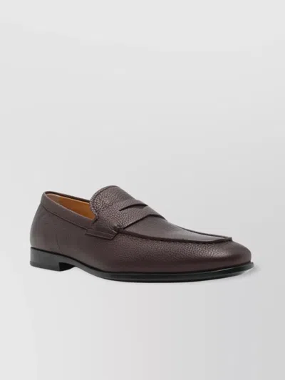 Tod's Textured Leather Penny Loafers In Grey