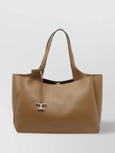 Tod's Textured Leather Tote Bag With 2 Handles