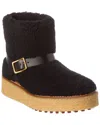 Tod's Tf Dnu  Shearling & Leather Platform Boot In Black