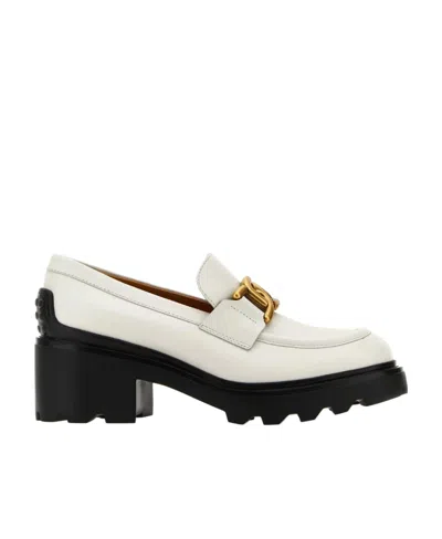 Tod's 65mm Logo-plaque Leather Loafers In White