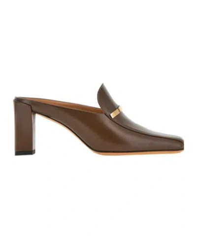 TOD'S LOGO-PLAQUE LEATHER MULES