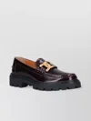 Tod's Thick Sole Leather Loafers With Metal Hardware In Black