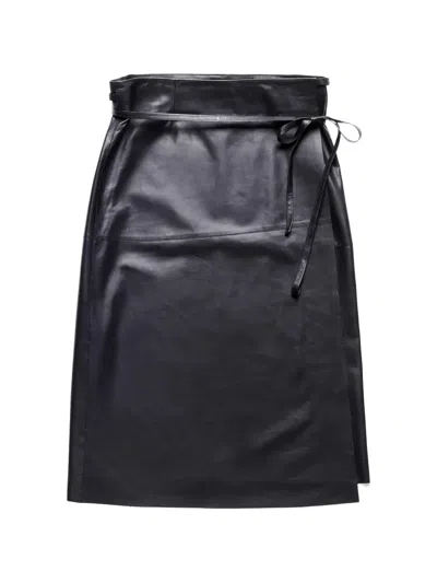 Tod's Tie-belt Leather Skirt In Black