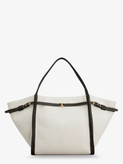 Tod's Tim Canvas And Leather Medium Shopping Bag In White
