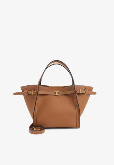 Tod's Tim Leather Tote Bag In Brown