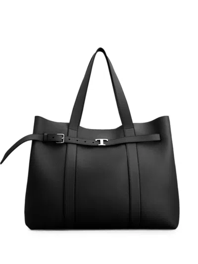 Tod's Tim Pebbled Leather Shoulder Bag In Black