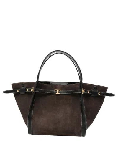Tod's T Timeless Small Leather Tote Bag In Brown