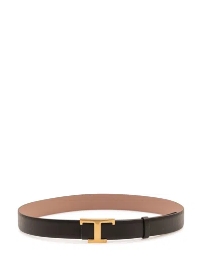 Tod's Tod`s Timeless Belt In Nero-creta Ch.