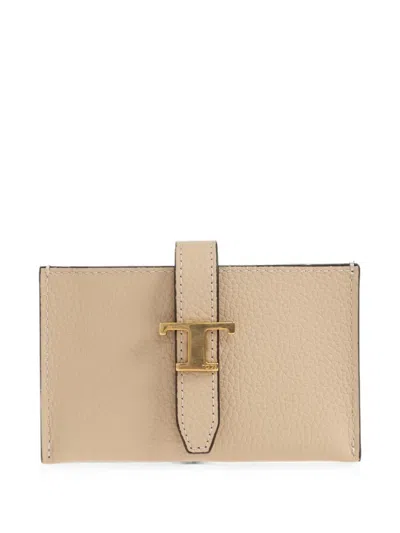 Tod's Timeless Grained Leather Wallet In Nude