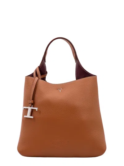 Tod's Timeless Leather Handbag In Saddle Brown