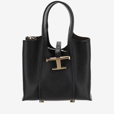 Tod's Timeless Leather Mini T Bag In Black