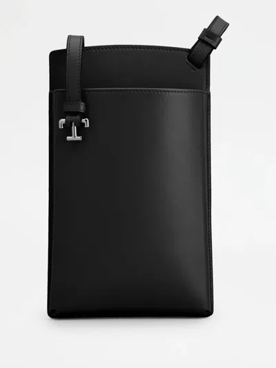 Tod's Timeless Leather Phone Pouch In Black