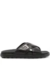 Tod's Slides Cross Strap Flat Sole Open Toe In 黑色