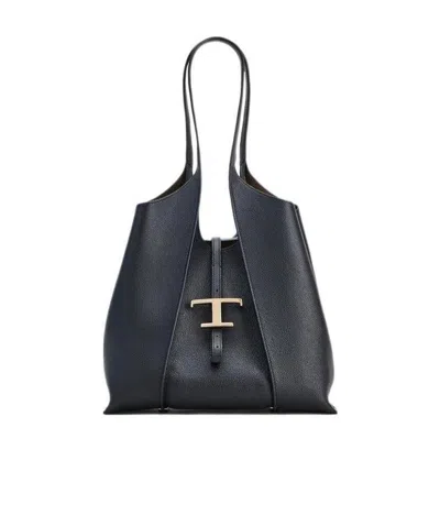 Tod's Timeless Leather Shopping Bag In Black