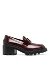 Tod's Leather Loafer With Frontal Metal Chain In Brown
