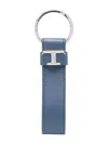 Tod's Timeless-logo Leather Keyring In Blue
