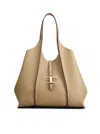 Tod's T Timeless Shopping Bag In Leather Medium In Nude