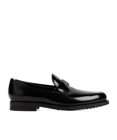 Tod's Leather Loafer With Iconic Horsebit In Black