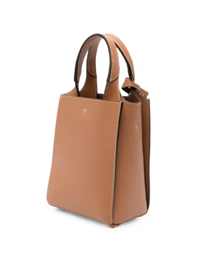 Tod's T-logo Leather Shoulder Bag In Brown