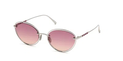 Tod's To0264 16t Occhiali Da Sole Argentati Per Donna In Pink