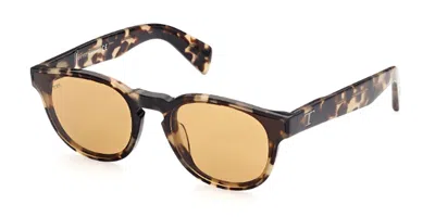 Tod's To0324 55e Occhiali Da Sole Tartarugatishell Per Uomo In Brown