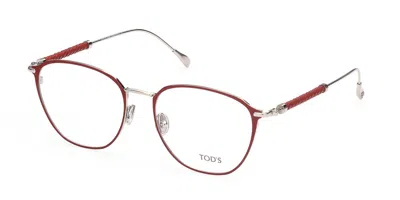 Tod's To5236 067 Occhiali Da Vista Rossi Per Donna (solo Montatura) In Metallic