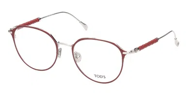 Tod's To5246 067 Occhiali Da Vista Rossi Per Donna (solo Montatura) In Transparent