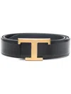 Tod's Adjustable Black Calf Leather Belt In Black