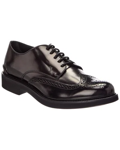 Tod's All Bucature Semiformale Leather Oxford In Animal Print