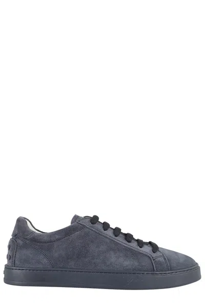 Tod's Logo-print Suede Sneakers In Blue