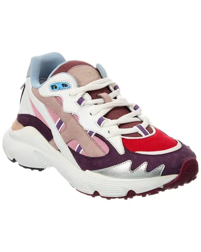 Tod's Allacciata Mesh & Leather Sneaker In White