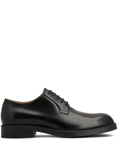 Tod's Polished Leather Lace-up Shoes With Rounded Toe In Black