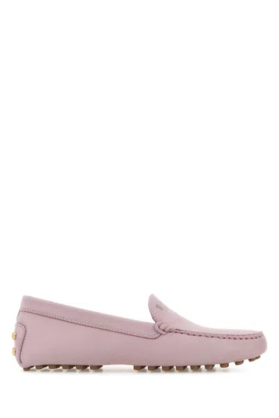 Tod's Antiqued Pink Suede Loafers