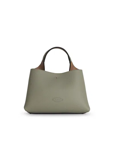 TOD'S TOD'S 'APA' SMALL GREY LEATHER BAG
