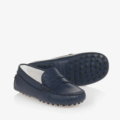 Tod's Baby Boys Blue Leather Moccasin Shoes