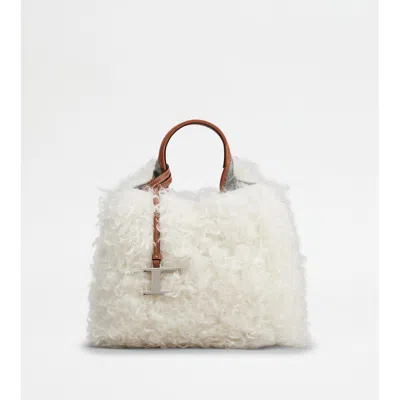 Tod's Bag In Mohair And Leather Mini In White