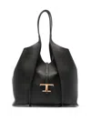 Tod's Black Tote Bag With T Timeless Charm In Black