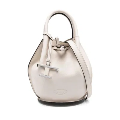 Tod's Mini Leather Bucket Bag In Neutral