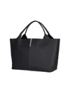 Tod's Black Shopper With Two Top Handles And Metal Bar With Logo In Leather Woman In Black