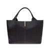 Tod's Black Shopper With Two Top Handles And Metal Bar With Logo In Leather Woman In Black