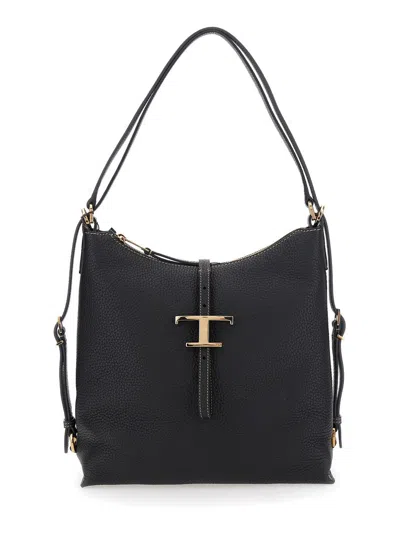 TOD'S TOD'S BLACK LEATHER SHOULDER BAG