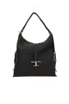 Tod's Medium T Timeless Leather Shouder Bag In Black